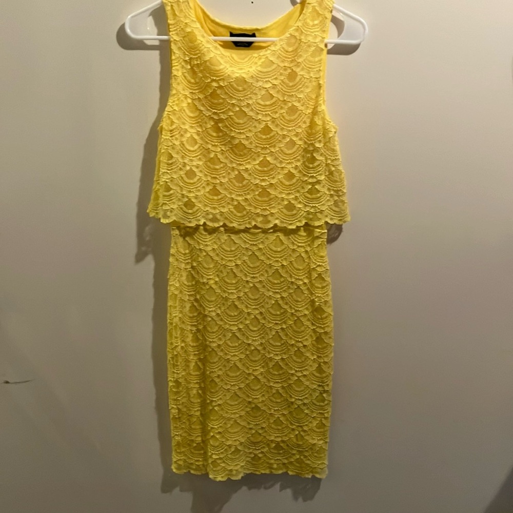 Elegant Yellow Lace Dress